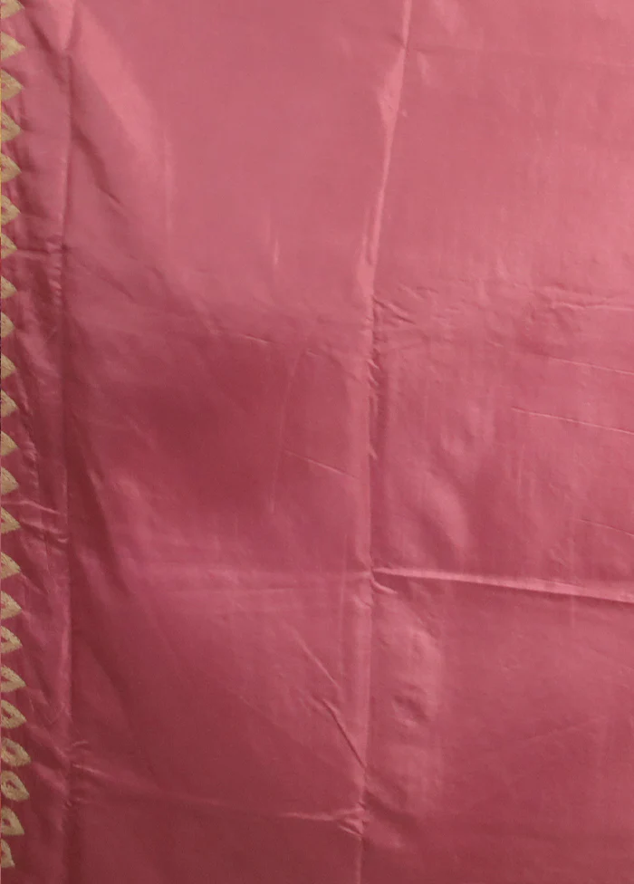 Pink Kantha Stitch Silk Saree With Blouse Piece - Image 5