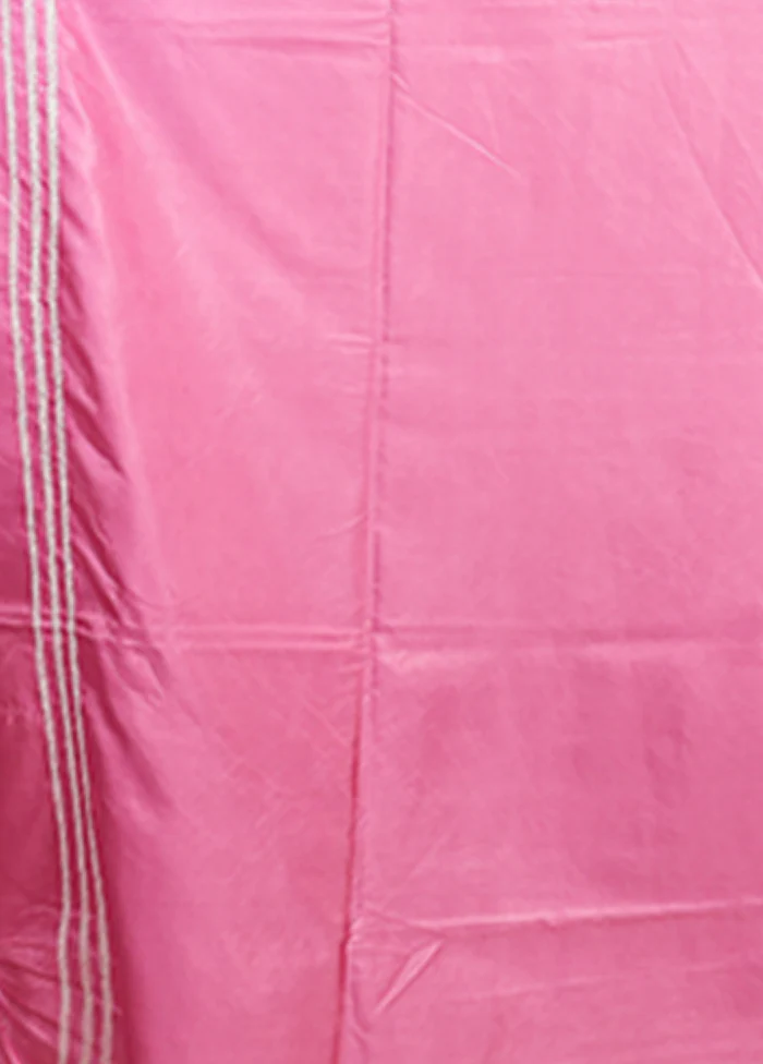 Pink Kantha Stitch Silk Saree With Blouse Piece - Image 5