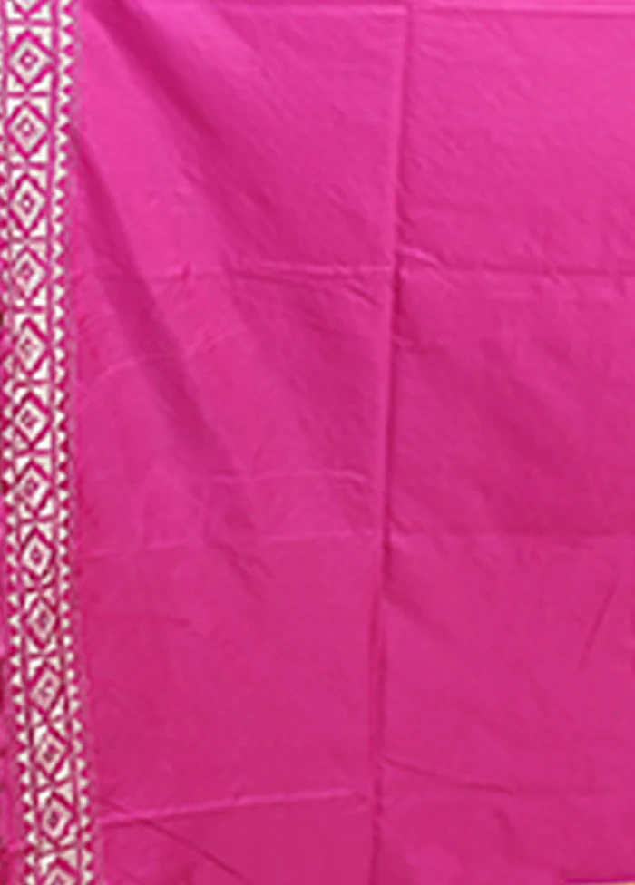Pink Kantha Stitch Silk Saree With Blouse Piece - Image 5