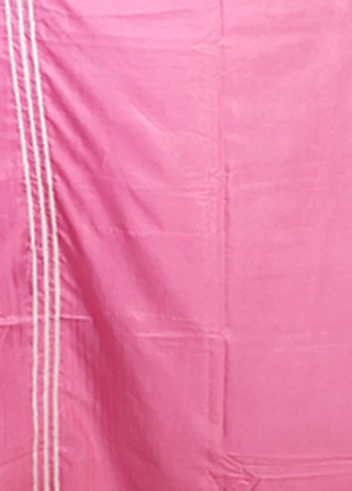 Pink Kantha Stitch Silk Saree With Blouse Piece - Image 5