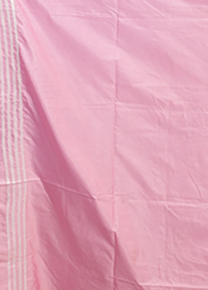 Pink Kantha Stitch Silk Saree With Blouse Piece - Image 5