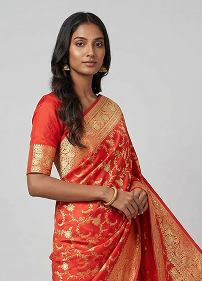 Pink Katan Silk Saree With Blouse Piece - Image 2