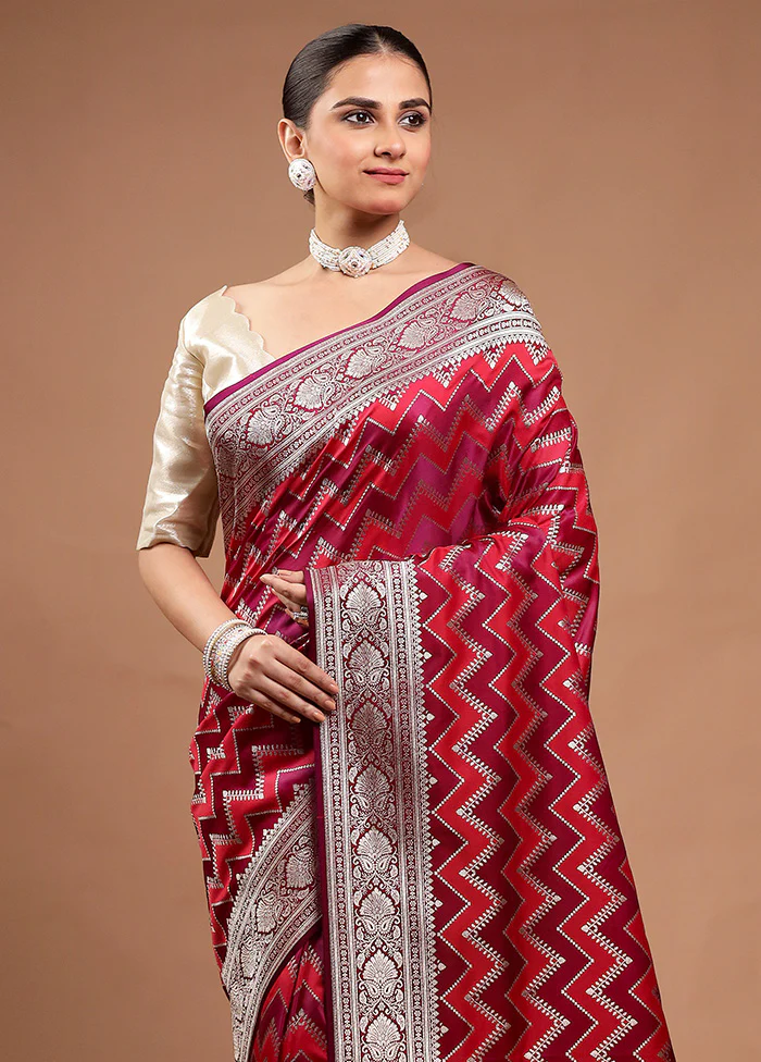 Pink Katan Silk Saree With Blouse Piece - Image 2