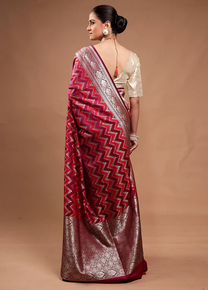 Pink Katan Silk Saree With Blouse Piece - Image 3
