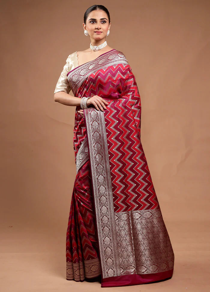 Pink Katan Silk Saree With Blouse Piece - Image 4