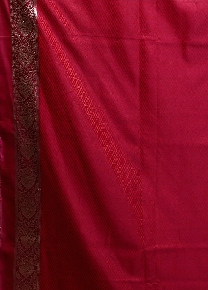Pink Katan Silk Saree With Blouse Piece - Image 5