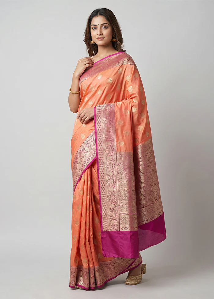 Pink Katan Silk Saree With Blouse Piece