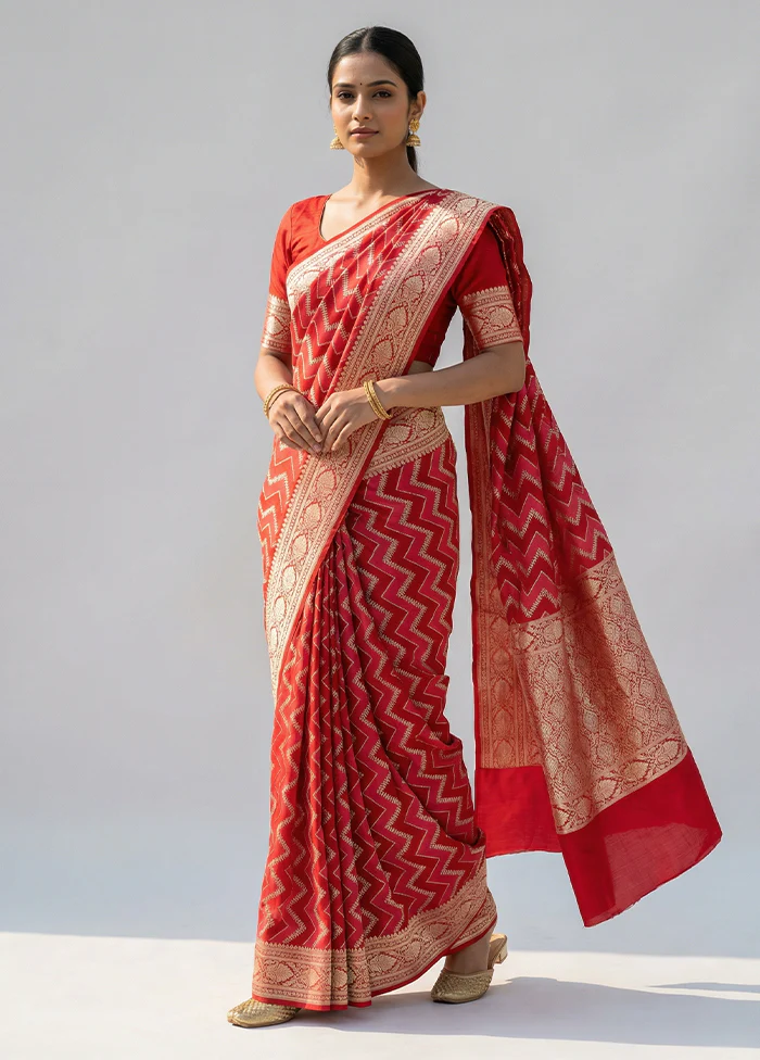 Pink Katan Silk Saree With Blouse Piece