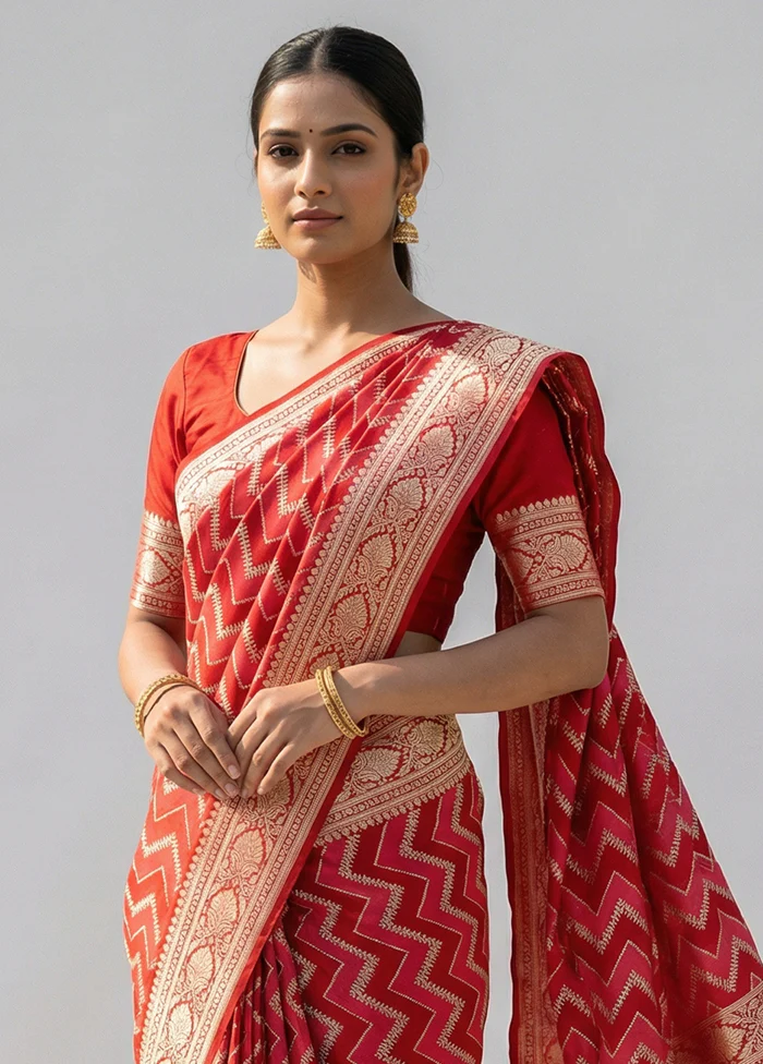 Pink Katan Silk Saree With Blouse Piece - Image 2