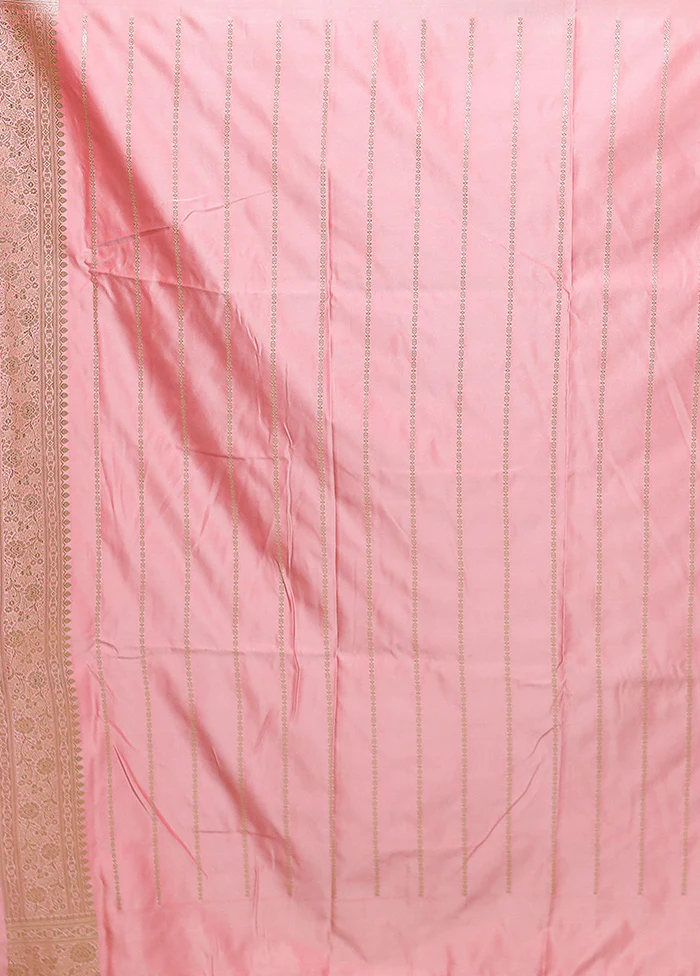 Pink Katan Silk Saree With Blouse Piece - Image 5