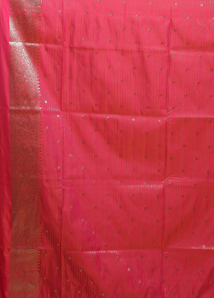 Pink Katan Silk Saree With Blouse Piece - Image 5
