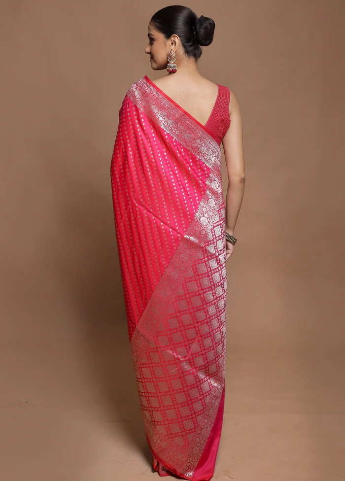 Pink Katan Silk Saree With Blouse Piece - Image 3