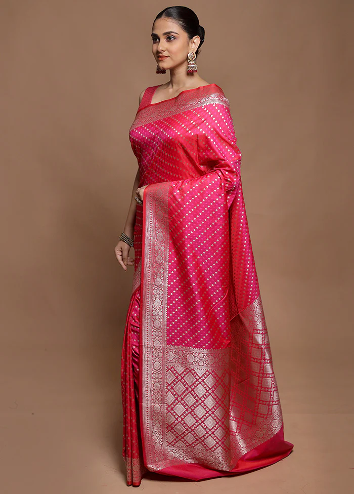 Pink Katan Silk Saree With Blouse Piece - Image 4