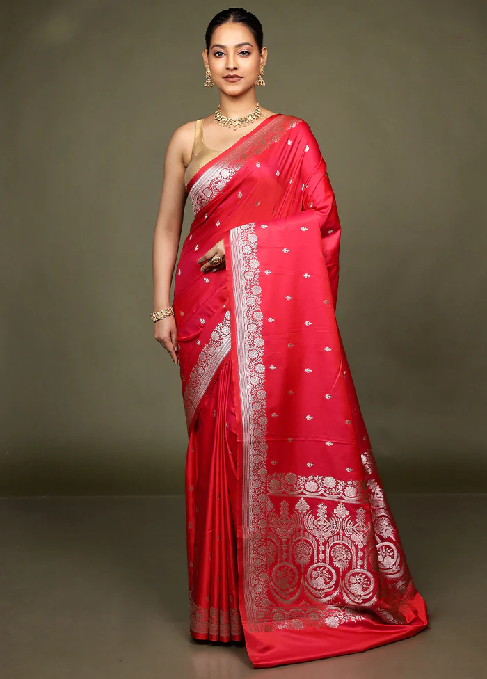 Pink Katan Silk Saree With Blouse Piece - Image 2