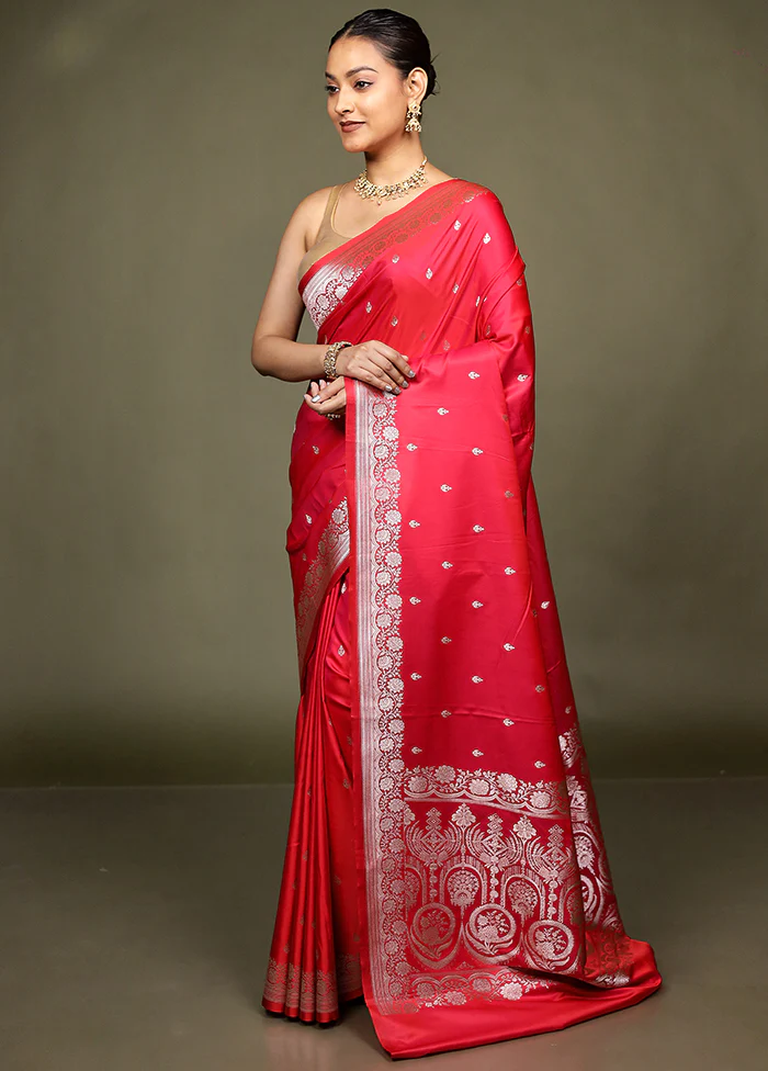 Pink Katan Silk Saree With Blouse Piece - Image 4