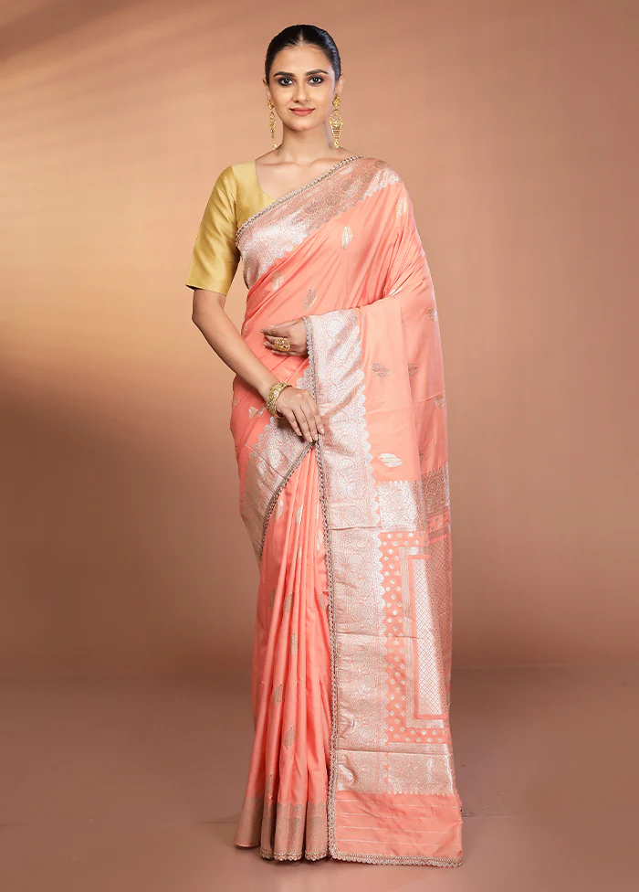 Pink Katan Silk Saree With Blouse Piece - Image 2