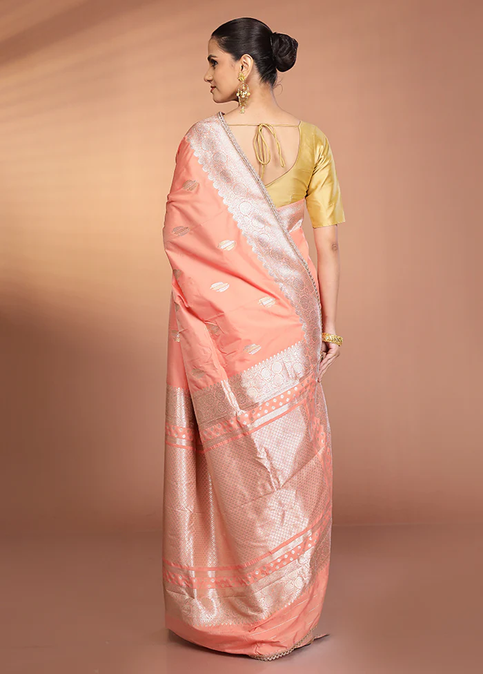 Pink Katan Silk Saree With Blouse Piece - Image 3