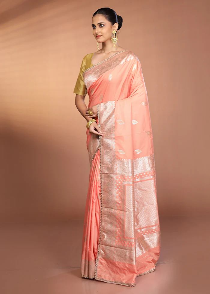 Pink Katan Silk Saree With Blouse Piece - Image 4
