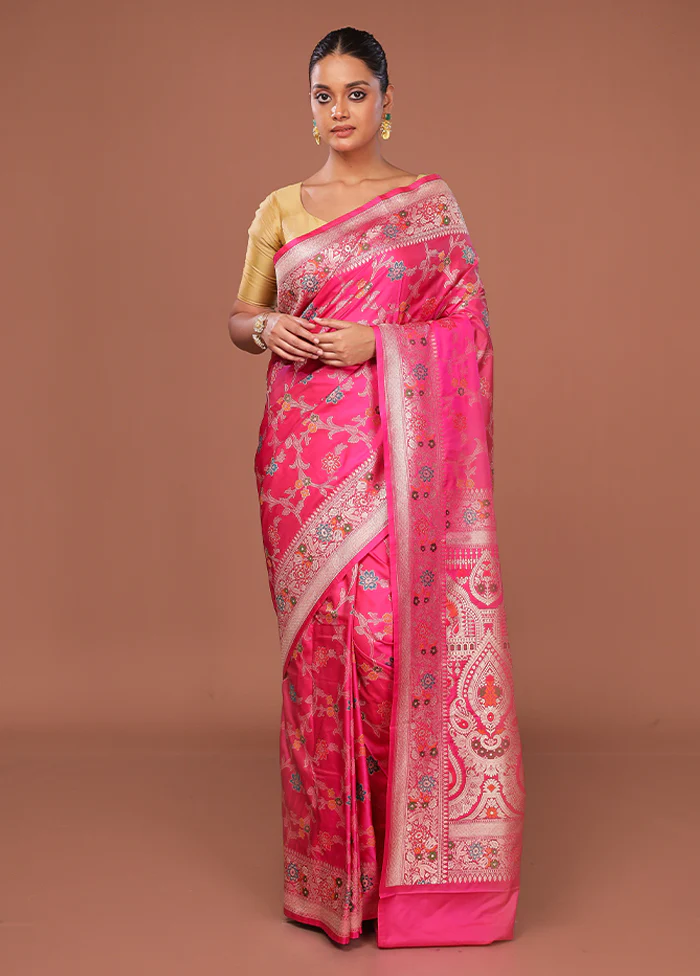 Pink Katan Silk Saree With Blouse Piece - Image 2