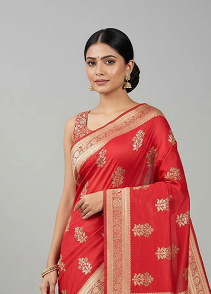 Pink Katan Silk Saree With Blouse Piece - Image 2