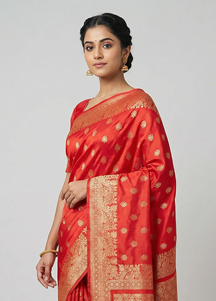 Pink Katan Silk Saree With Blouse Piece - Image 2