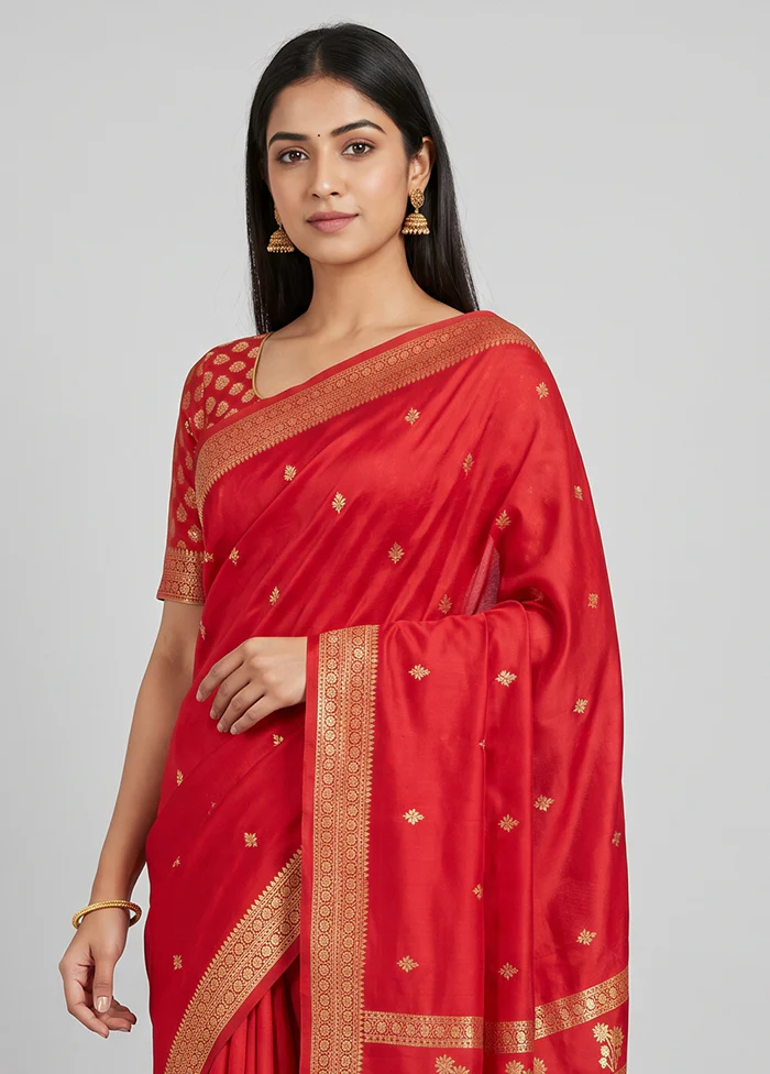 Pink Katan Silk Saree With Blouse Piece - Image 2