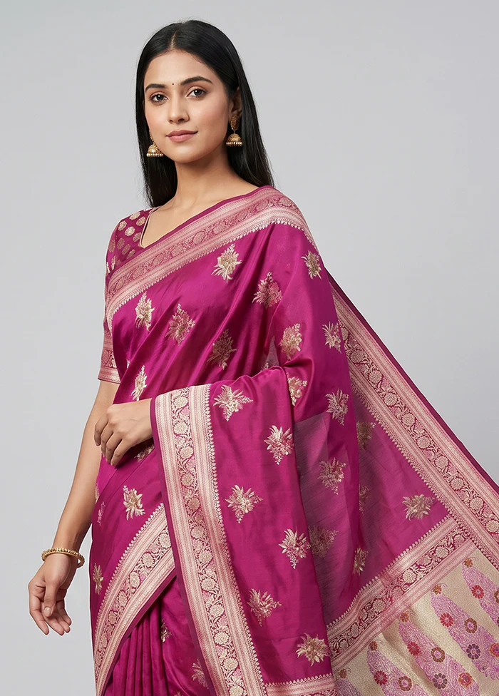 Pink Katan Silk Saree With Blouse Piece - Image 2