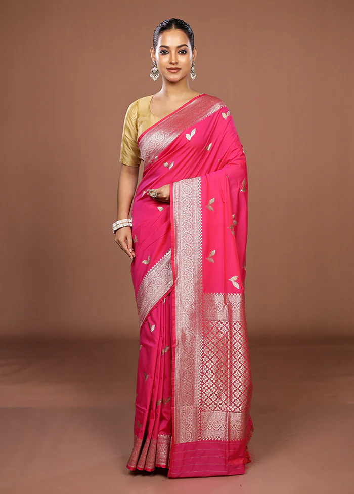 Pink Katan Silk Saree With Blouse Piece - Image 2