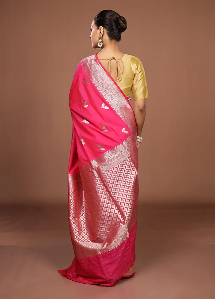 Pink Katan Silk Saree With Blouse Piece - Image 3