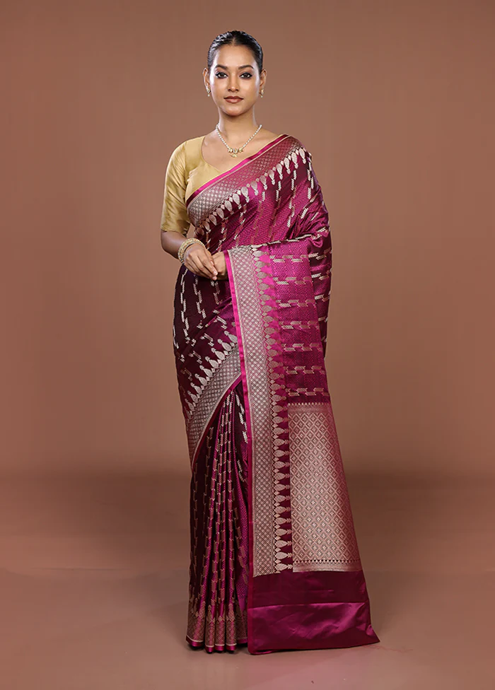 Pink Katan Silk Saree With Blouse Piece - Image 2