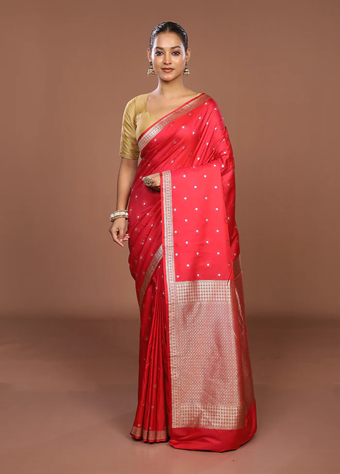 Pink Katan Silk Saree With Blouse Piece - Image 2