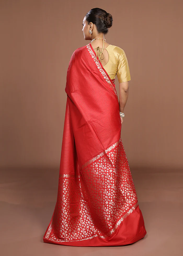 Pink Katan Silk Saree With Blouse Piece - Image 3