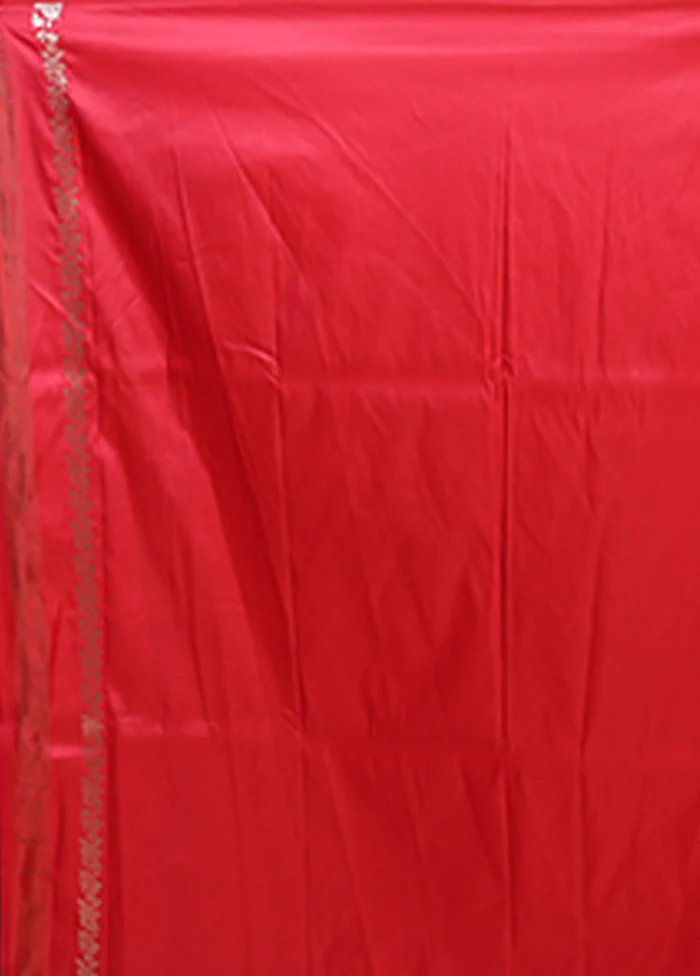 Pink Katan Silk Saree With Blouse Piece - Image 5