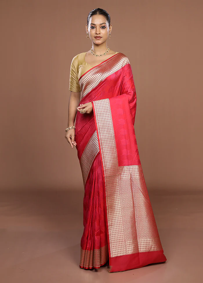 Pink Katan Silk Saree With Blouse Piece - Image 2