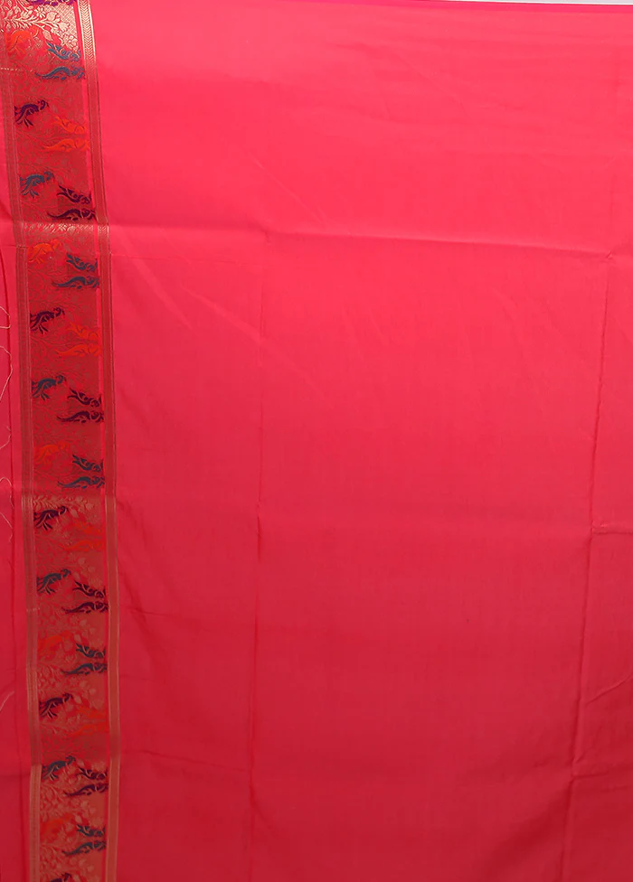Pink Katan Silk Saree With Blouse Piece - Image 5