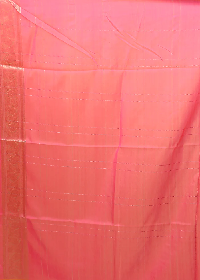 Pink Katan Silk Saree With Blouse Piece - Image 5