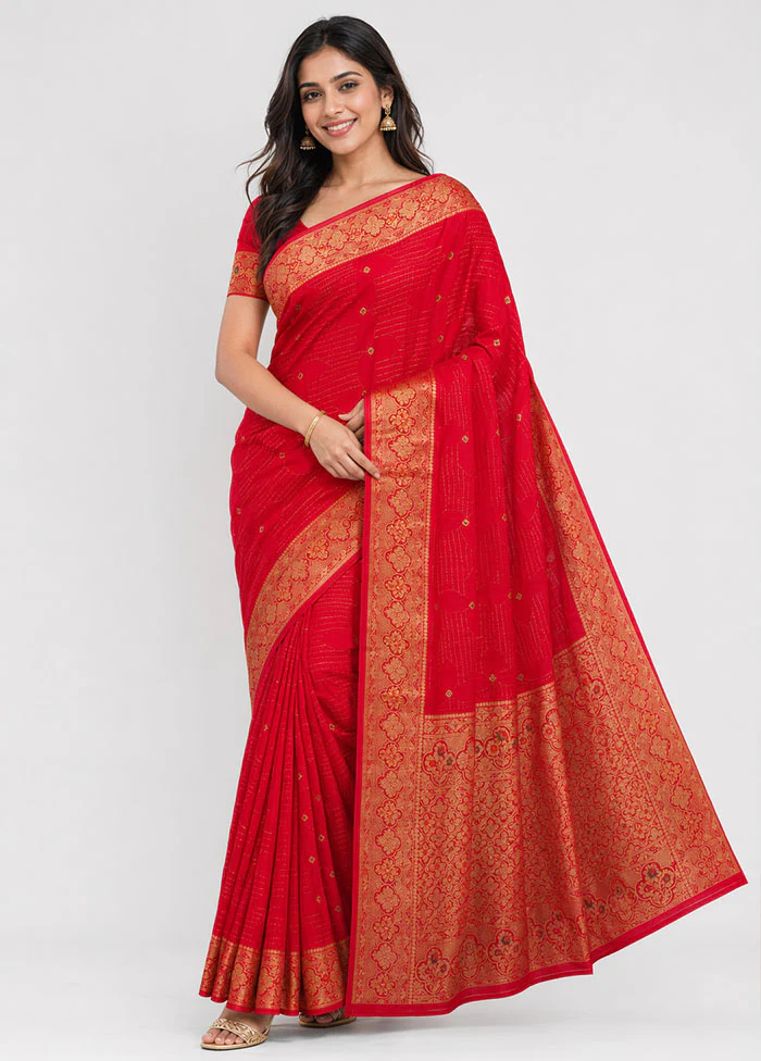 Pink Katan Silk Saree With Blouse Piece