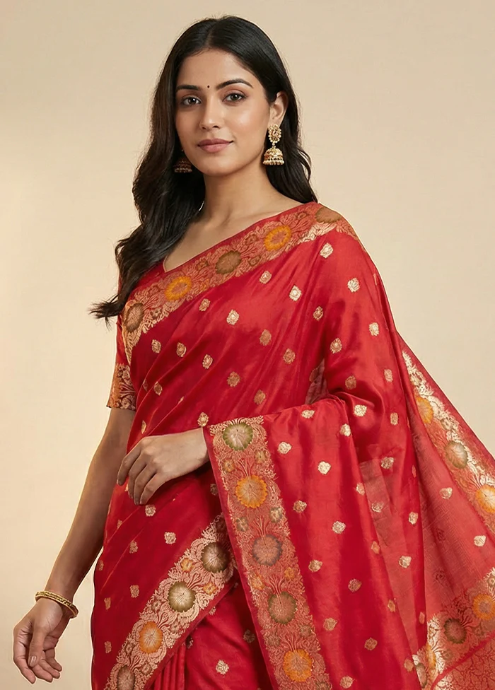 Pink Katan Silk Saree With Blouse Piece - Image 2