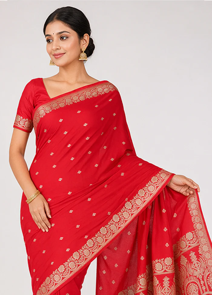Pink Katan Silk Saree With Blouse Piece - Image 2