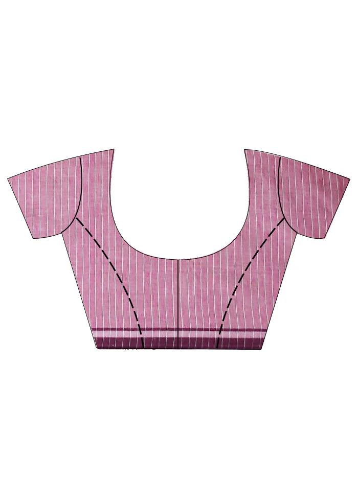 Pink Cotton Saree With Blouse Piece - Image 6