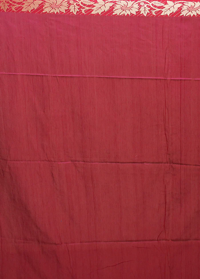 Pink Cotton Saree With Blouse Piece - Image 5