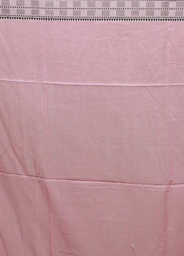 Pink Cotton Saree With Blouse Piece - Image 5