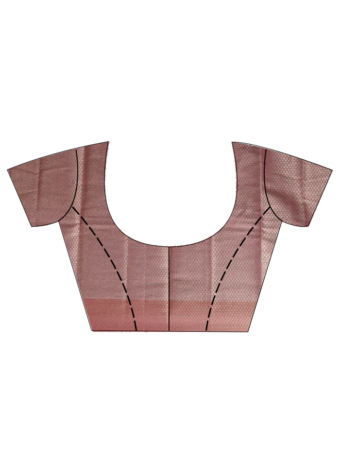 Pink Kora Silk Saree With Blouse Piece - Image 6