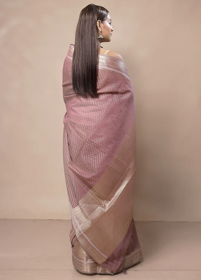 Pink Kora Silk Saree With Blouse Piece - Image 3