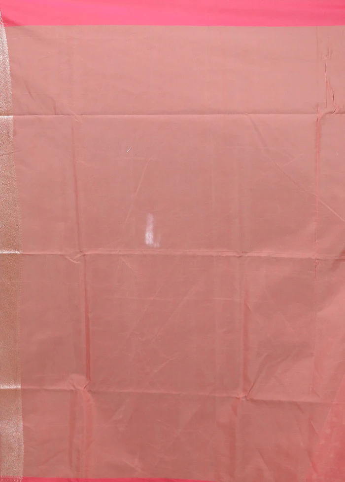 Pink Kora Silk Saree With Blouse Piece - Image 5