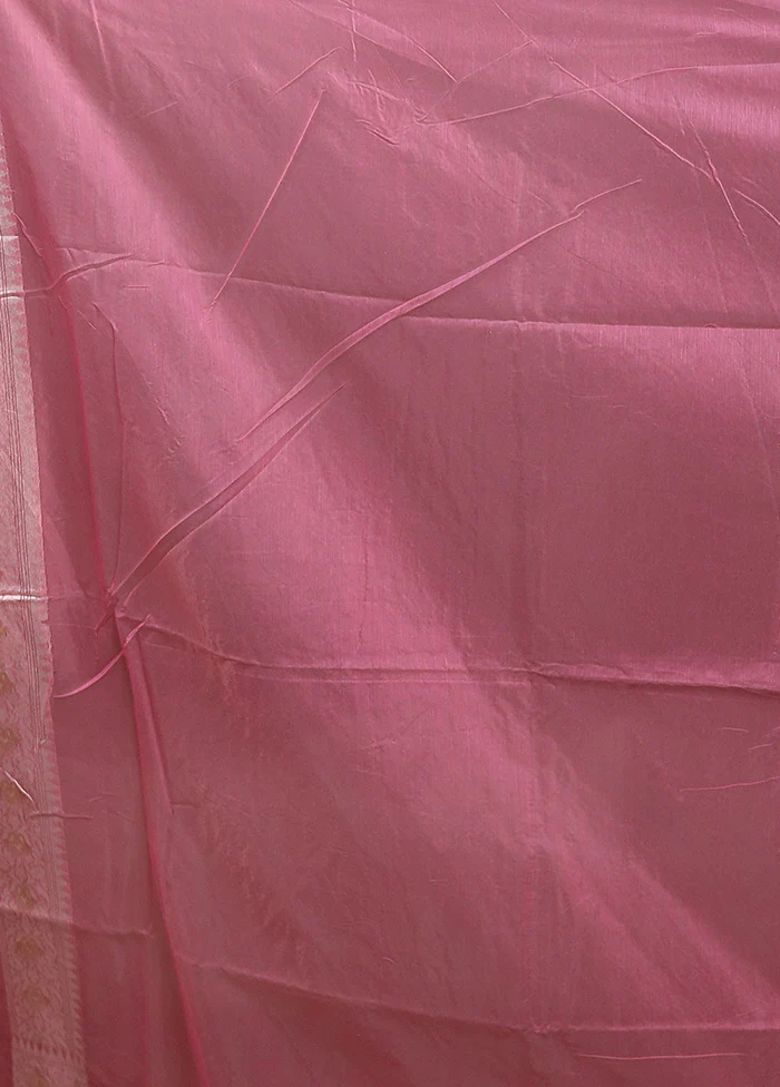Pink Kora Silk Saree With Blouse Piece - Image 5
