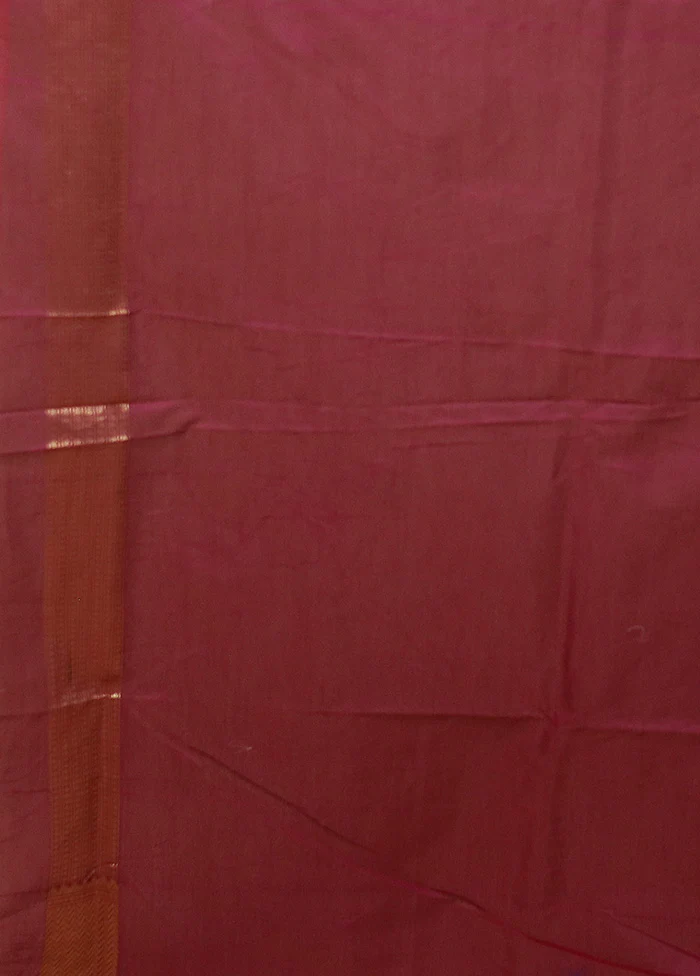 Pink Kora Silk Saree With Blouse Piece - Image 5