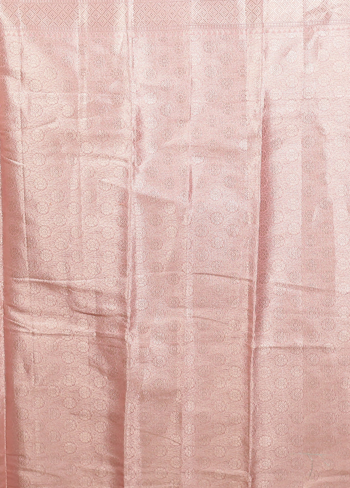 Pink Kora Silk Saree With Blouse Piece - Image 5
