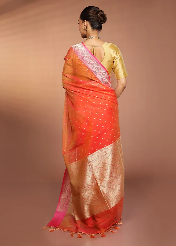 Pink Kora Silk Saree With Blouse Piece - Image 3