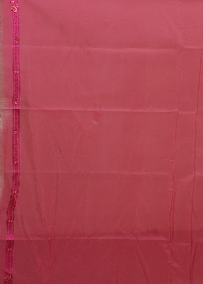 Pink Kora Silk Saree With Blouse Piece - Image 5